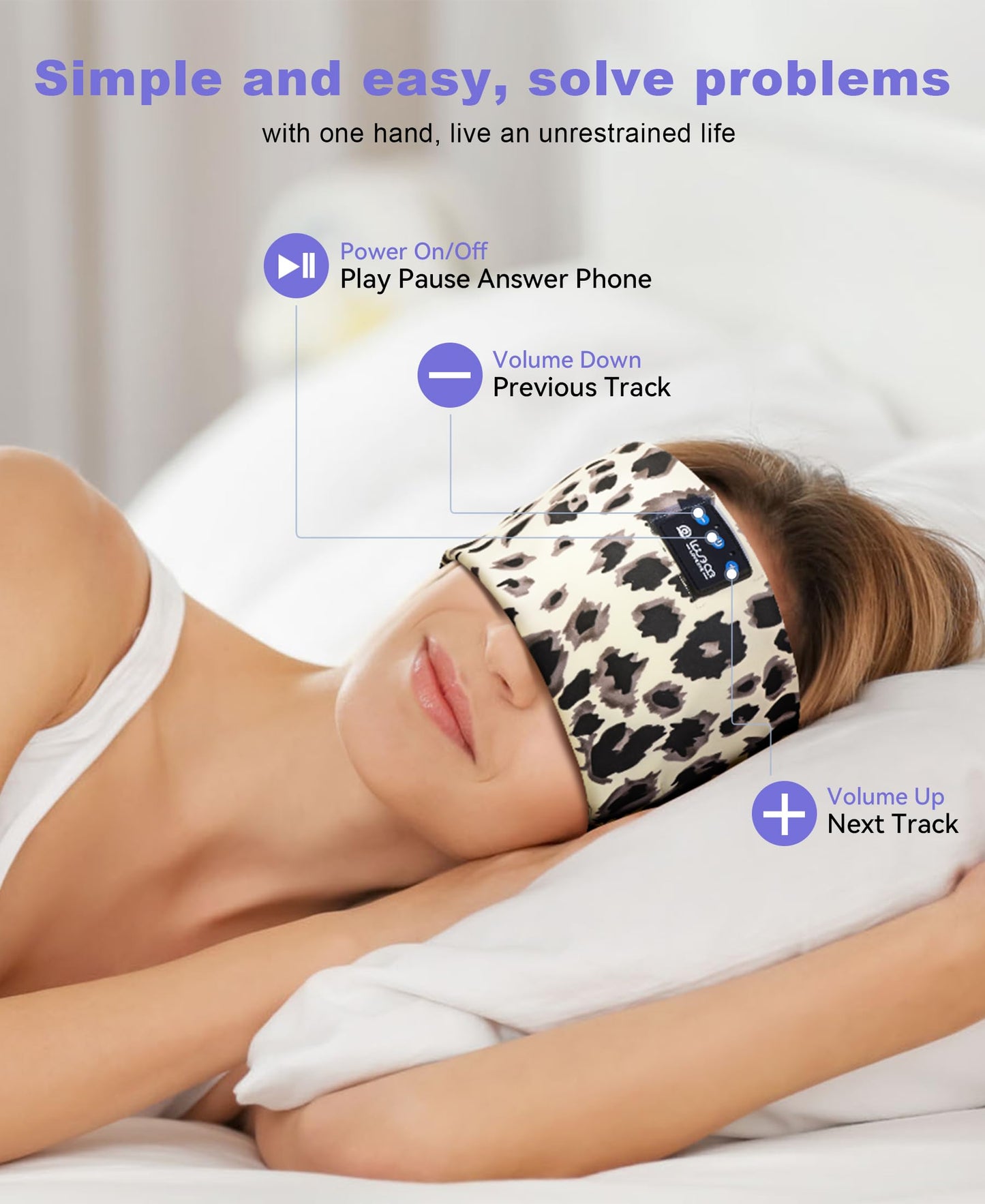 LOVE EYE Sleep Headphones Wireless Headband Headphones Bluetooth 5.4 for Side Sleeper Bluetooth Headband Earphones for Sports for tech Gadgets Gifts