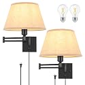 TRLIFE Dimmable Wall Sconce Plug in, Wall Sconces Set of Two Swing Arm Wall Lights with Plug in Cord and On/Off Dimmer Rotary Switch, 11.8" Large
