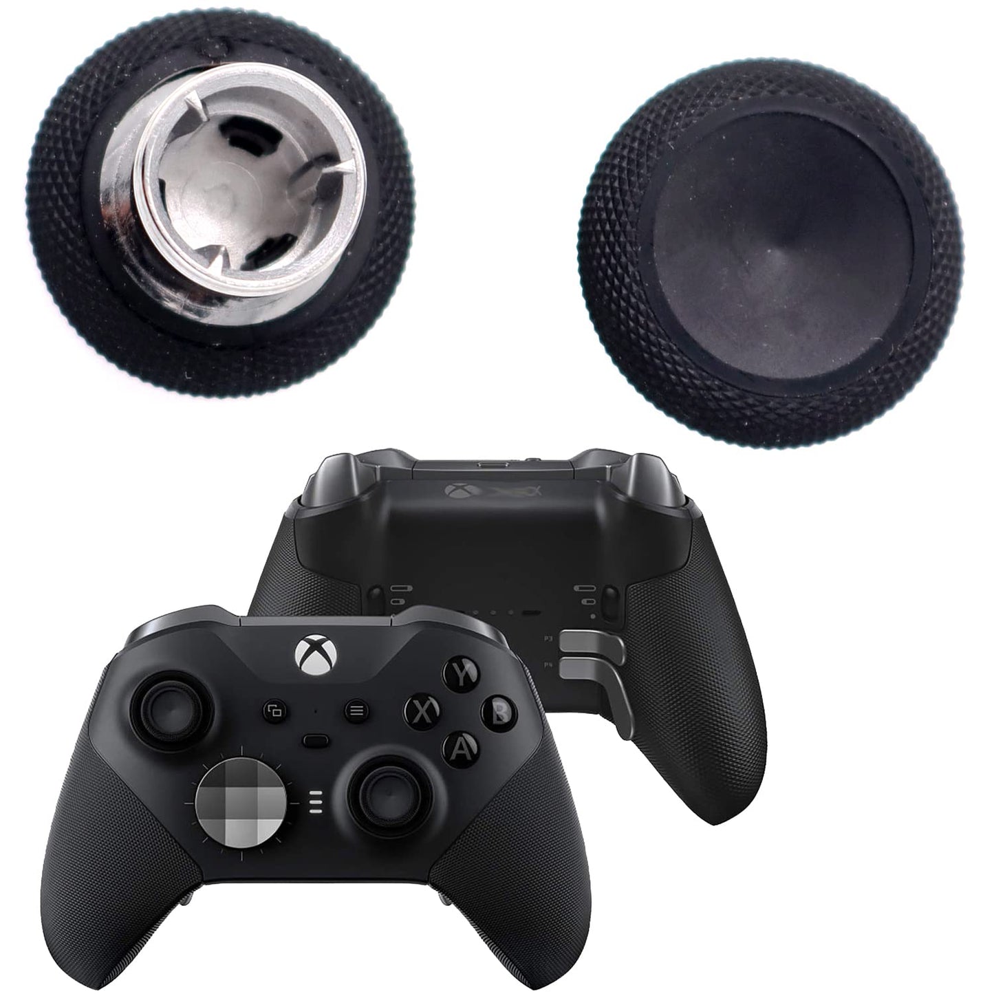 Deal4GO 2-Pack Short Concave Magnetic Analog Thumbstick Set Replacement for Xbox One Elite 2 Controller Standard Thumb Sticks Black (NOT FIT Elite