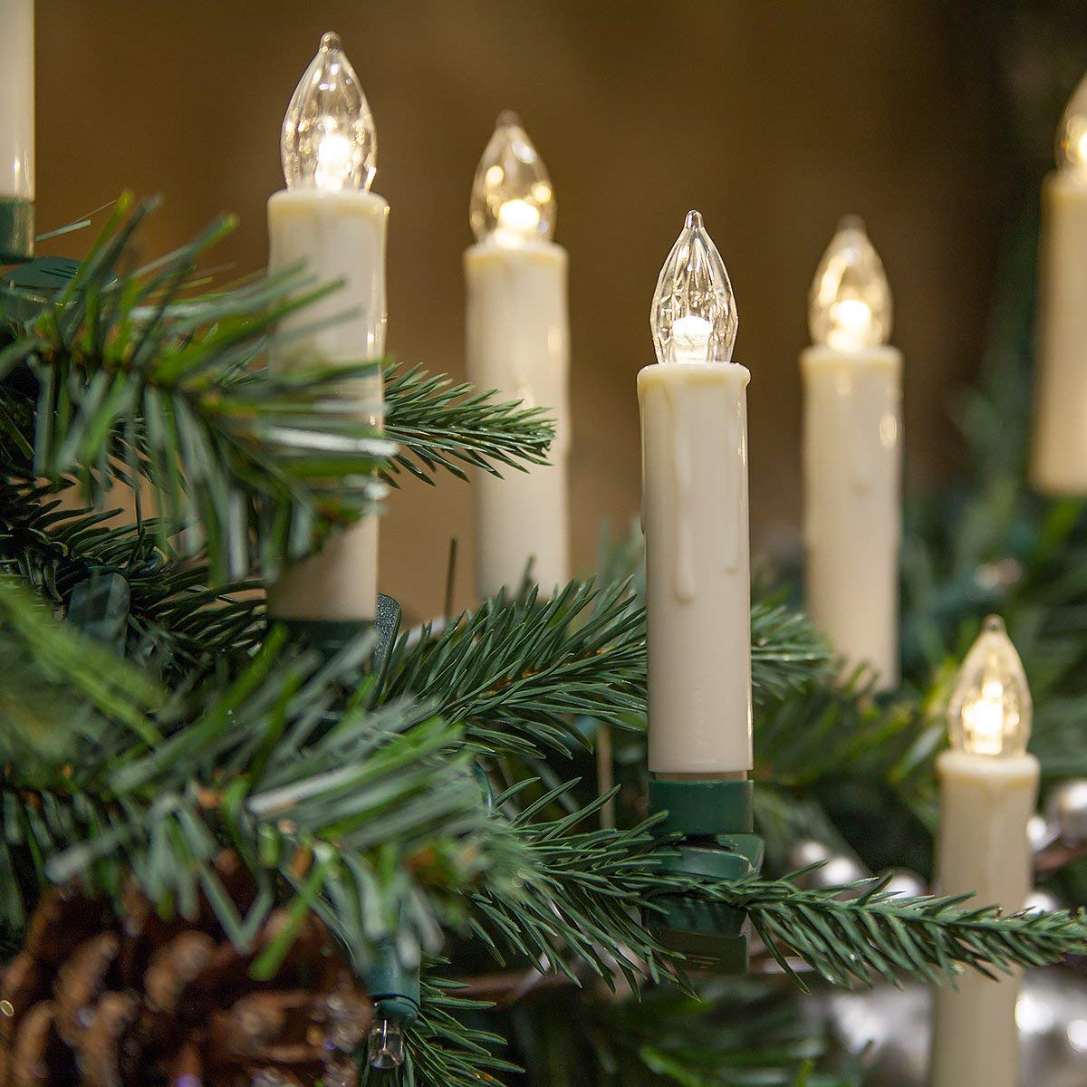 Wintergreen Lighting Set of 10 Flameless Electric LED Candles - Clip-On Christmas Tree Lights - Battery Operated, Remote Controlled, Dimmable