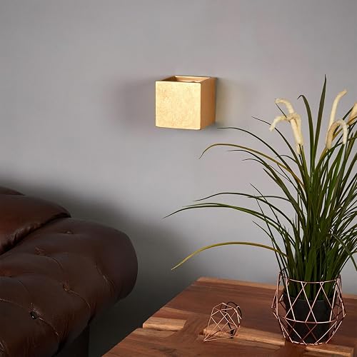 Lucande 4.5" Gold Wall Sconce, Gold Foil Up Down Wall Light Fixture, Hardwired Indoor Wall Lamp Wall Lighting for Bedroom Living Room Hallway, Wall