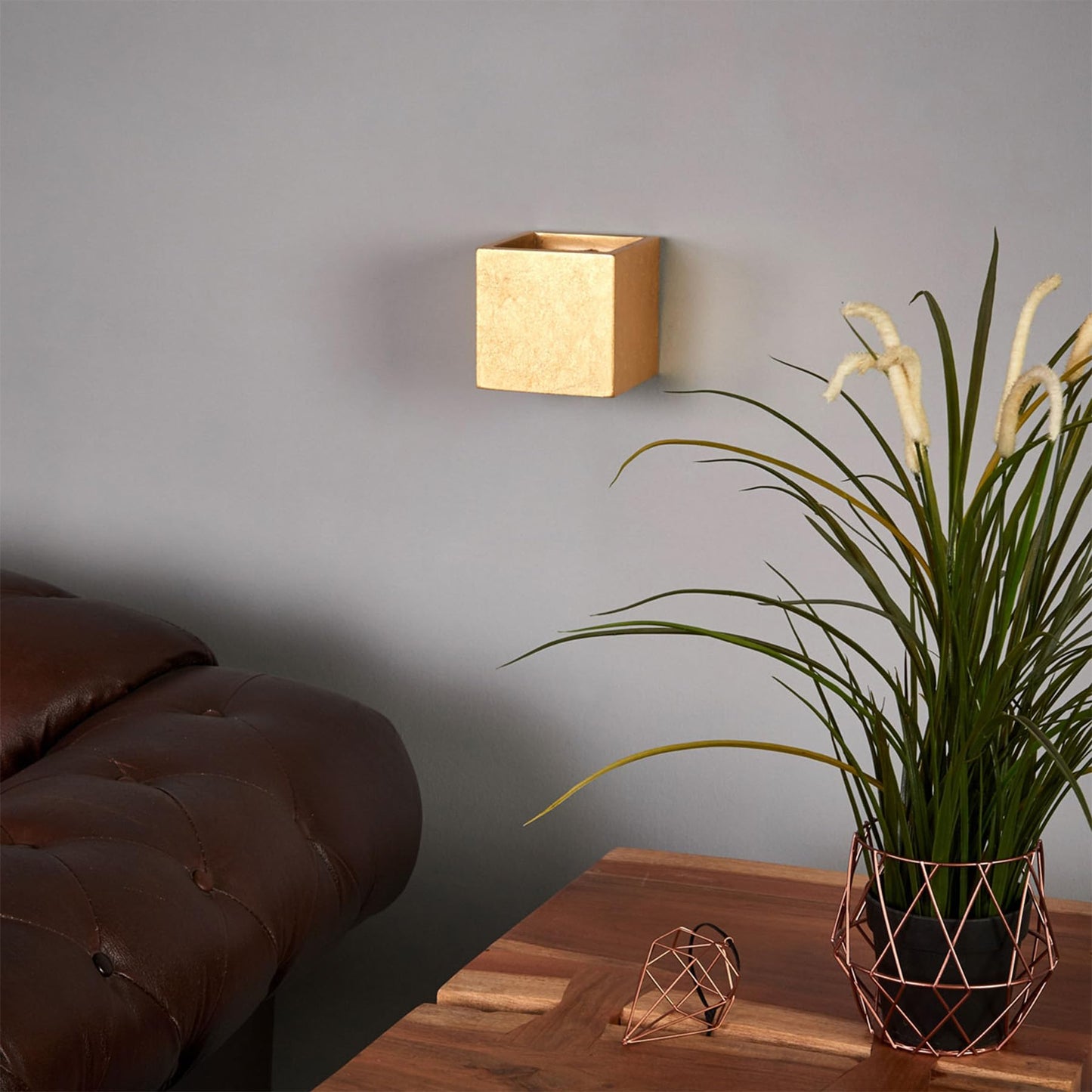 Lucande 4.5" Gold Wall Sconce, Gold Foil Up Down Wall Light Fixture, Hardwired Indoor Wall Lamp Wall Lighting for Bedroom Living Room Hallway, Wall