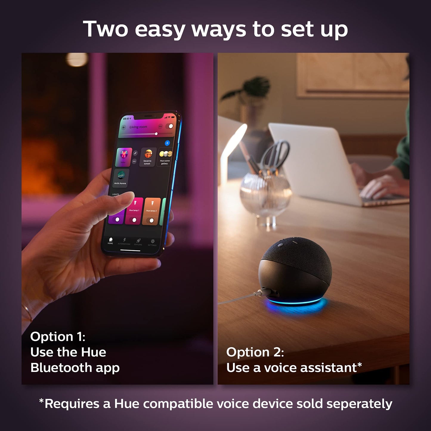 Philips Hue Smart 40W B39 Candle-Shaped LED Bulb - White and Color Ambiance Color-Changing Light - 1 Pack - 450LM - E12 - Control with Hue App - Works