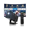 Mini Projector with WiFi and Bluetooth,4K Support 260 ANSl Smart Portable Projector,Auto Keystone, 135 Degree Rotation,Video projector for Home