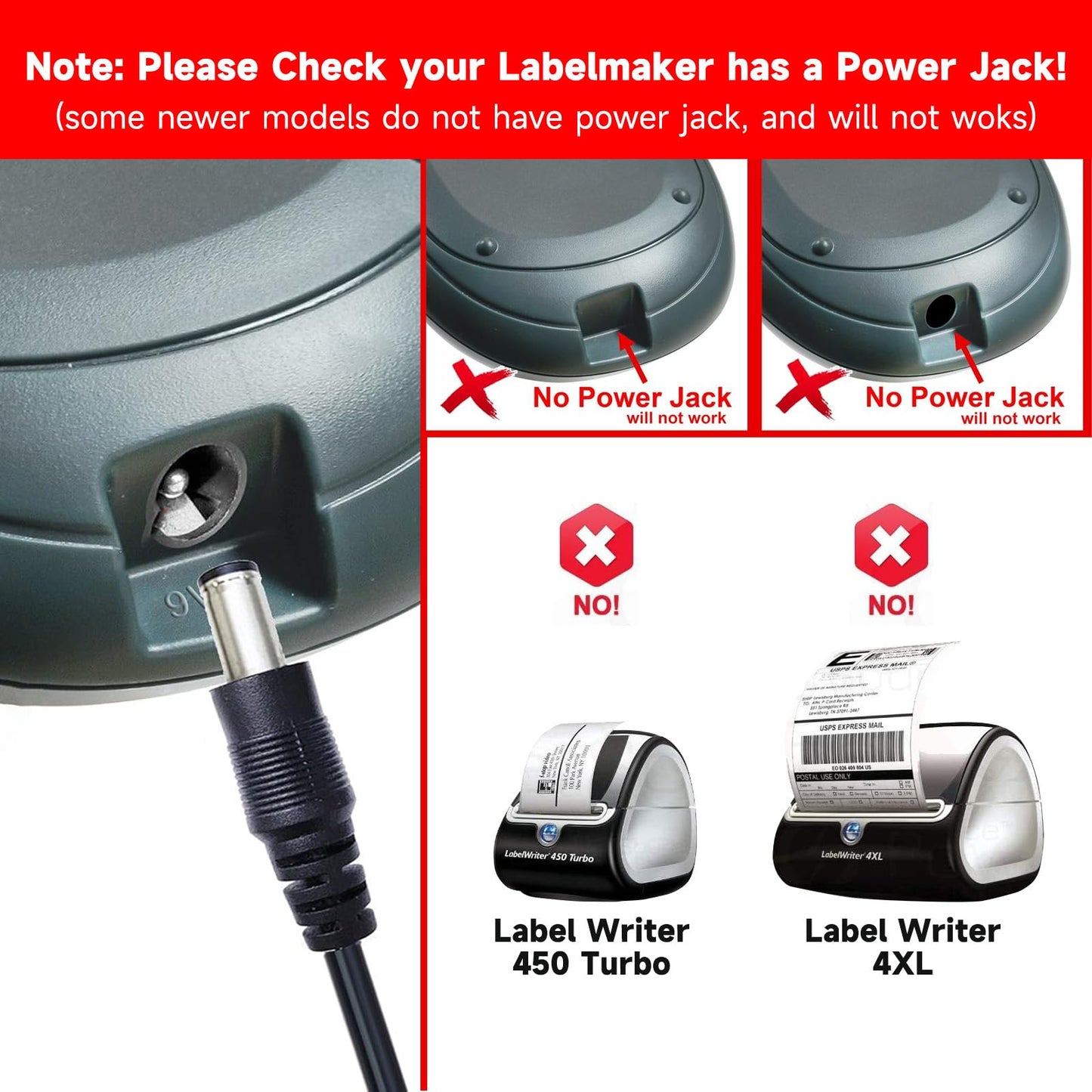 9V AC/DC Power Adapter Charger Compatible for Brother P-Touch PT-D210 PTD220 AD-24 AD-24ES AD-20 AD-30 Label Maker, DYMO LabelManager LM-160 500TS…