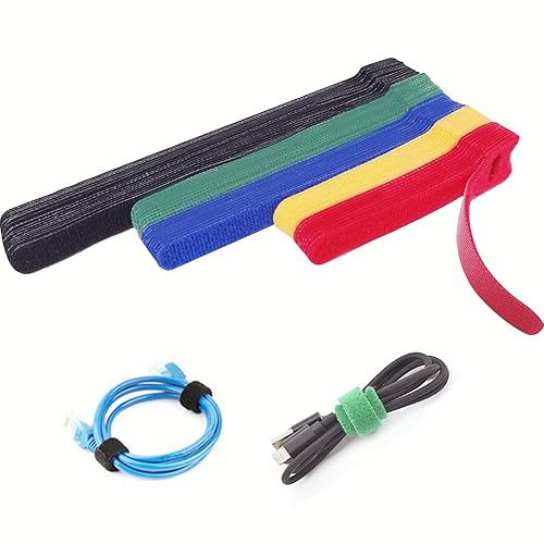 Luscinum 60Pack Reusable Fastening Cable Ties Cord Straps,Multi-Purpose Adjustable Management Organizer Kit with Hook and Loop for Office Home TV
