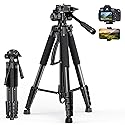 UBeesize 67” Camera Tripod with Travel Bag, Cell Phone Tripod with Bluetooth Remote and Phone Holder, Compatible with All Cameras, Cell Phones