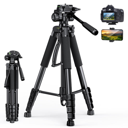 UBeesize 67” Camera Tripod with Travel Bag, Cell Phone Tripod with Bluetooth Remote and Phone Holder, Compatible with All Cameras, Cell Phones