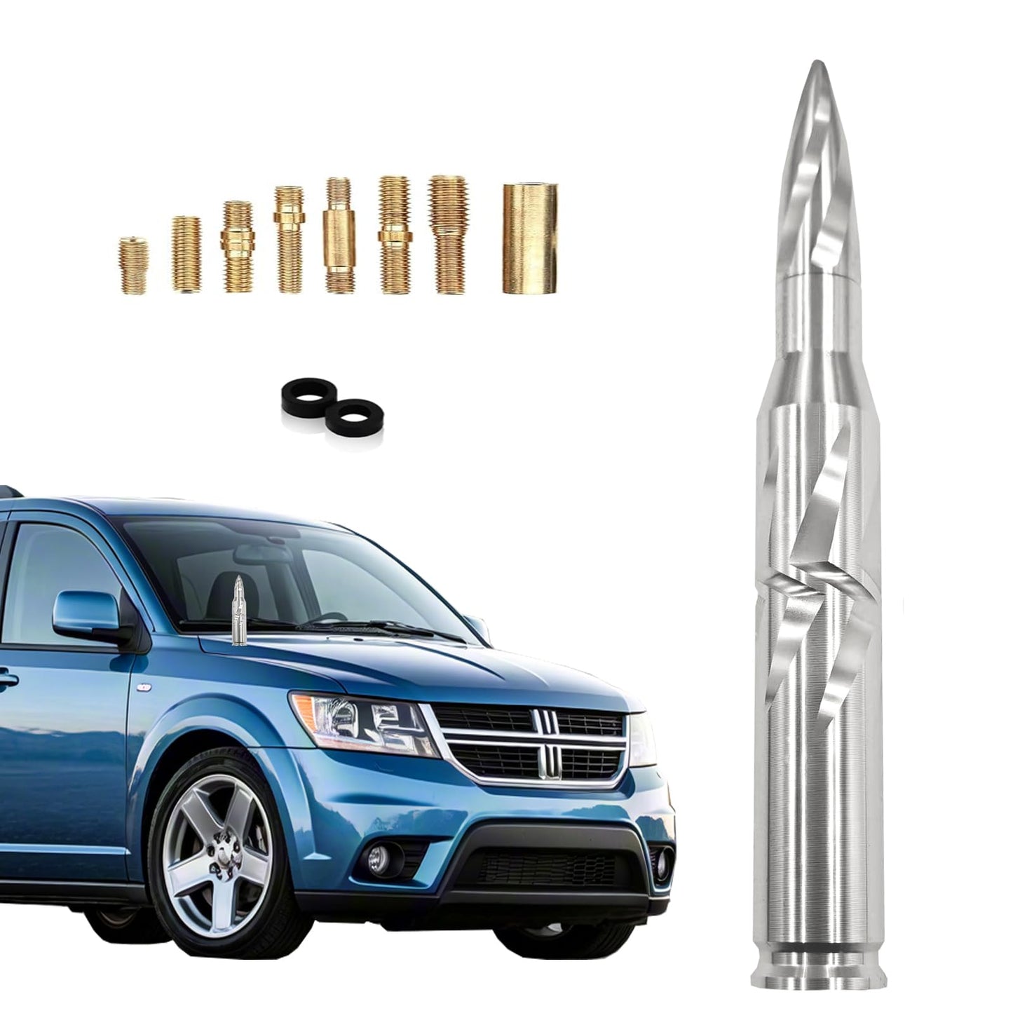 Car Truck Bullet Antenna 50 Cal Bullet Antenna Truck Accessories Universal Replacement for GMC Sierra 1500 Chevy Dodge Ram Silverado 1500 2500 3500