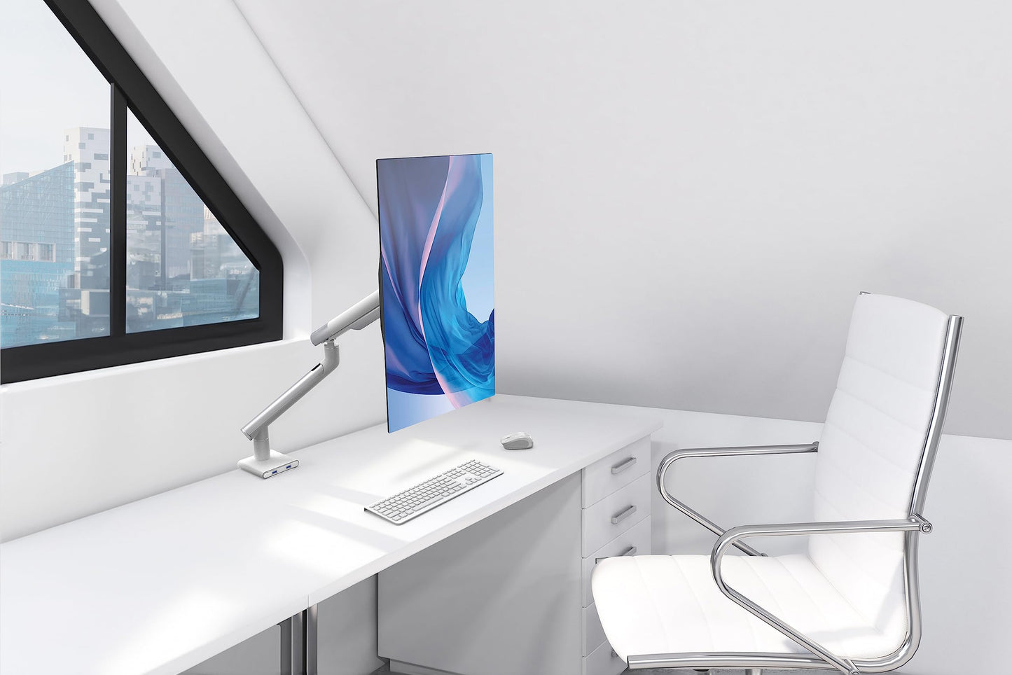 Single Monitor Arm Mount - CTA White Monitor Mount for 23" to 35" Monitors - w/Dual USB 3.0 Hub Ports & Arm Clamp for Desks - White (ADD-SSMA)
