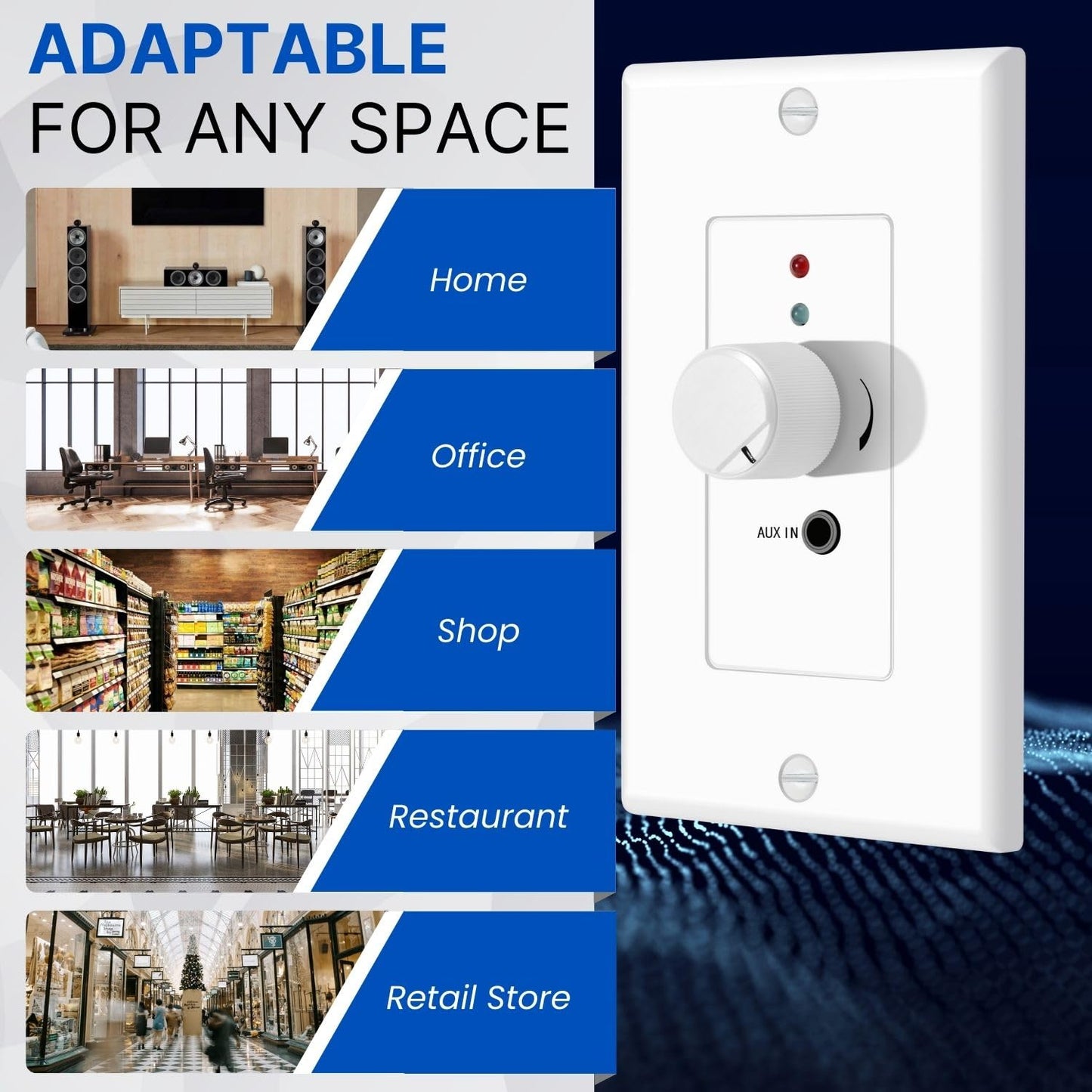 TNP Bluetooth Audio Receiver Wall Plate Mount with Subwoofer Output - 120W BT 5.0 aptX Stereo Amplifier with 3.5 mm AUX Input, Volume Control