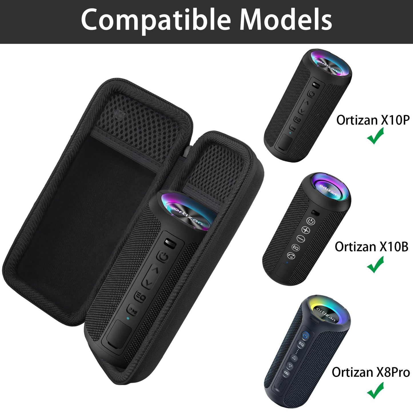 khanka Hard Travel Case for Ortizan Portable Bluetooth Speaker, IPX7 Waterproof Wireless Speaker, Case Only (Black)