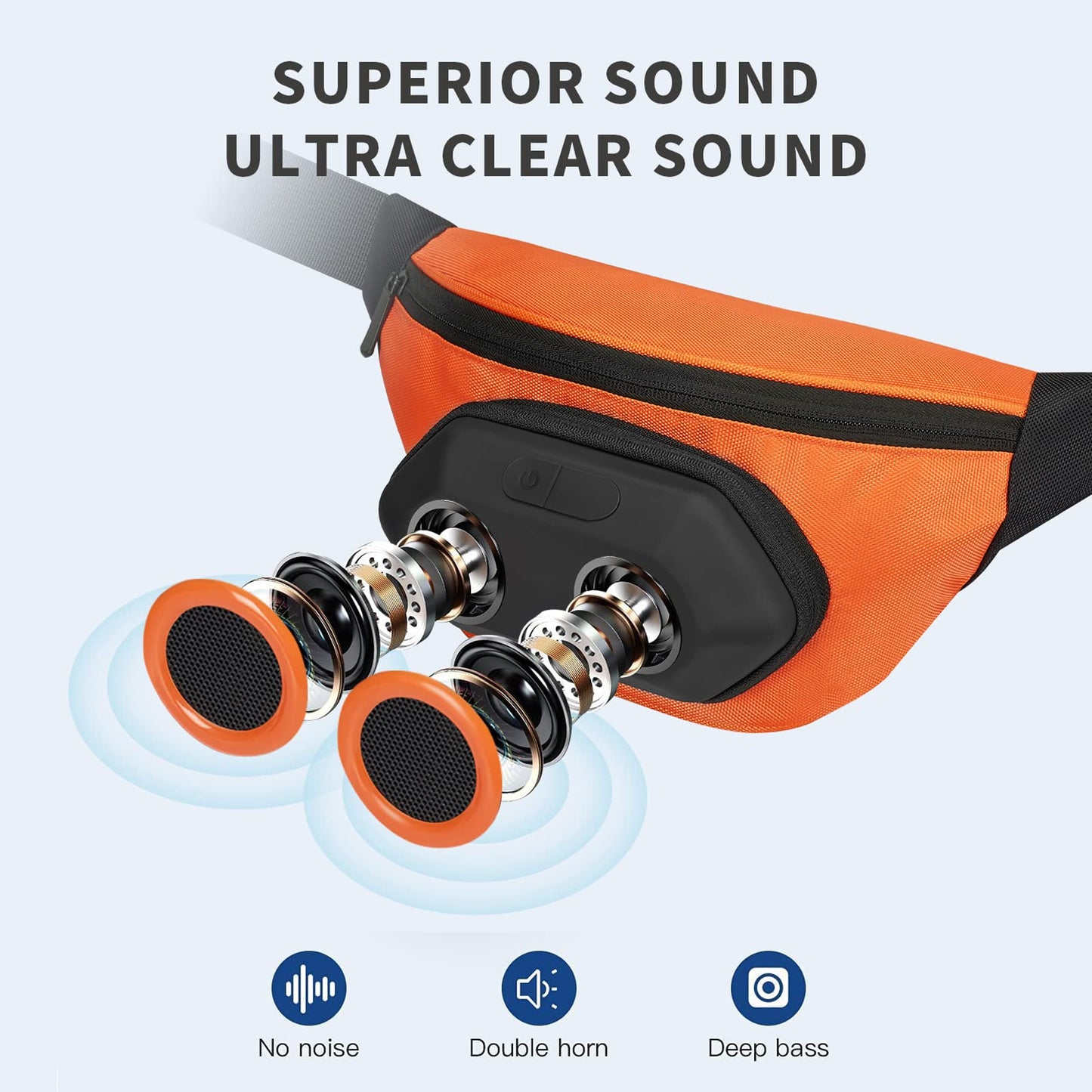 Fanny Pack with Bluetooth Speaker, Asyoren Portable Bluetooth Speakers, 10W Louder Volume, Crystal Clear Stereo Sound, Rich Bass, IPX7 Waterproof