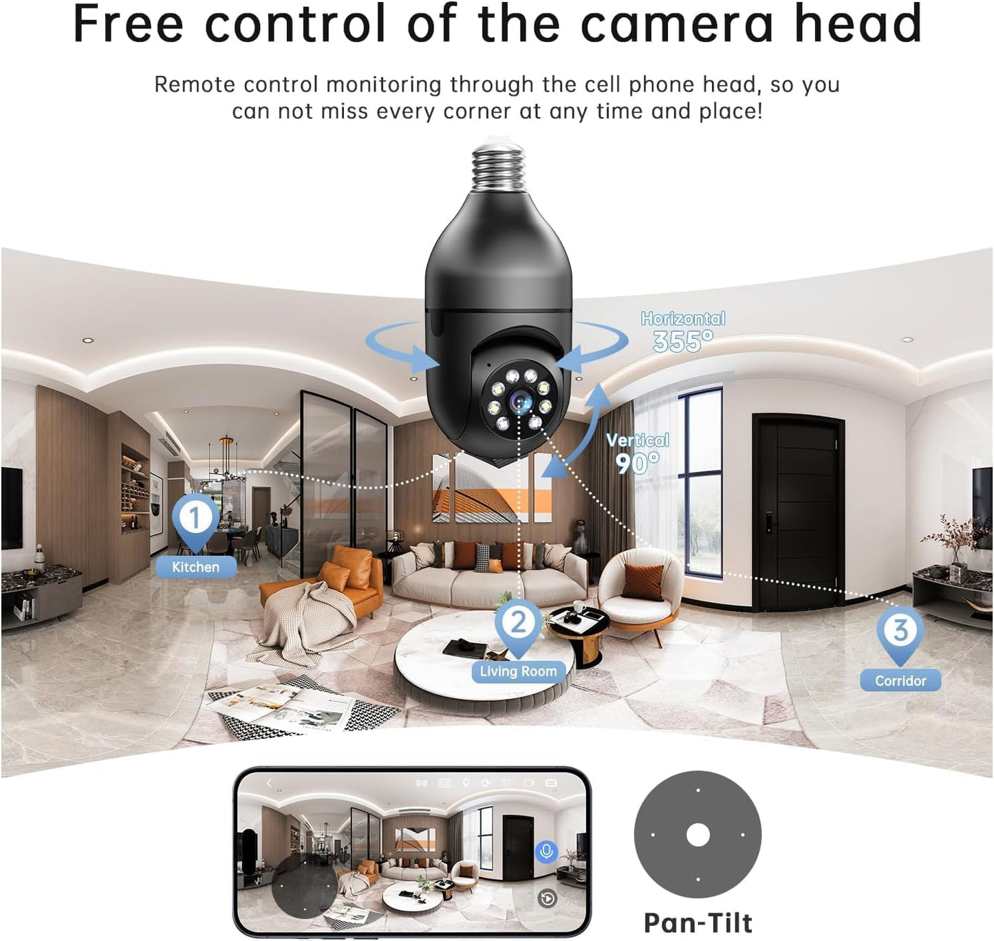 2K Light Bulb Security Camera Outdoor 2 Pack - 5G& 2.4GHz Wireless Motion Detection Cameras for Home Security,Two Way Talk,Full Color Night Vision