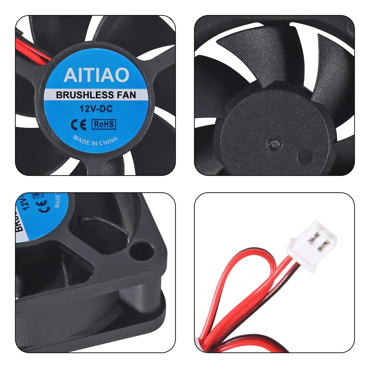 AITIAO 4Pcs 5020 Brushless Cooling Fan Computer Case Fan DC 12V 50mm 50mm 20mm Quiet Muffin Fan Oil Bearing High Speed Cooling Fan for 3D Printer CPU