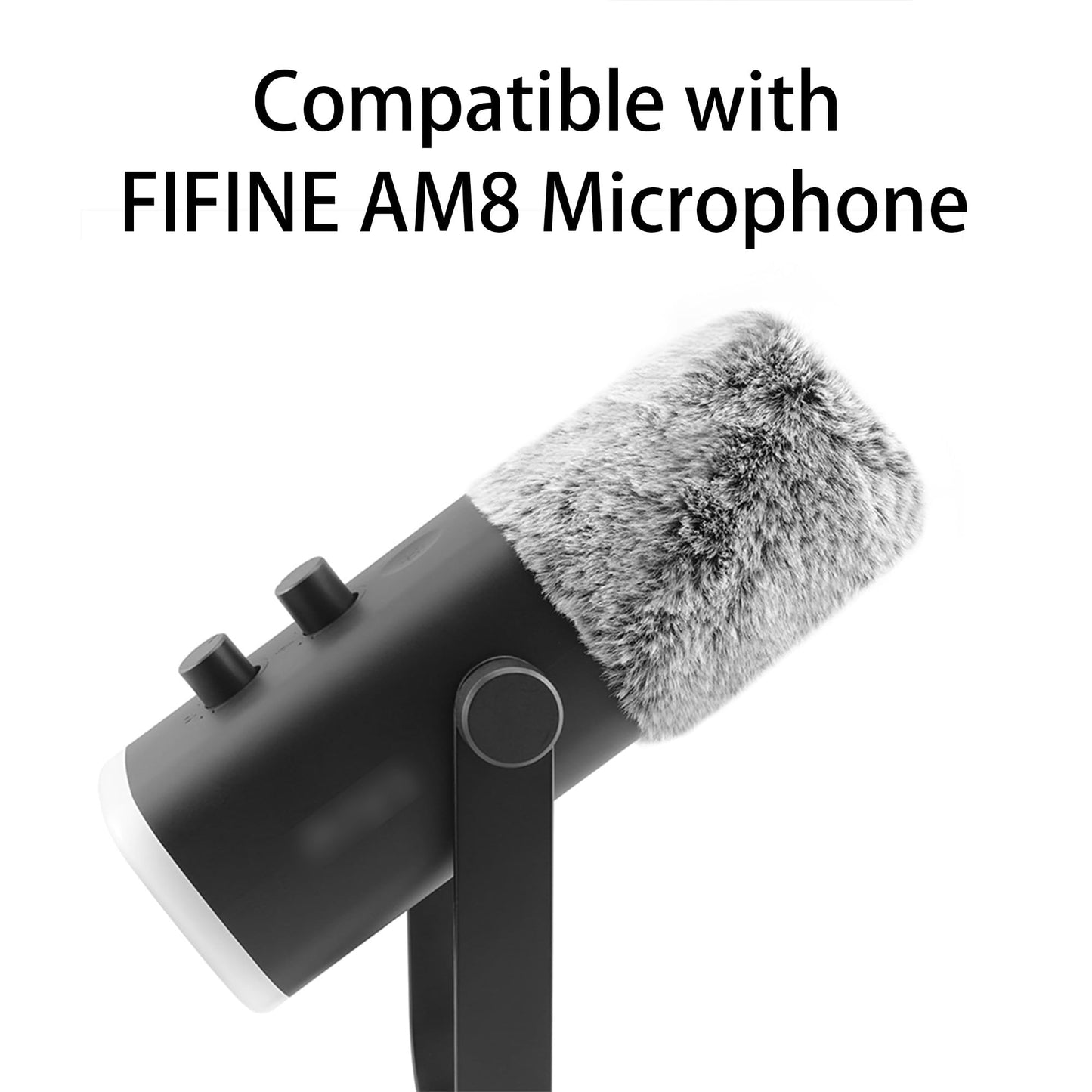 LEFXMOPHY Windscreen for FIFINE AM8 Microphone, Grey Furry Wind Muff Pop Filter
