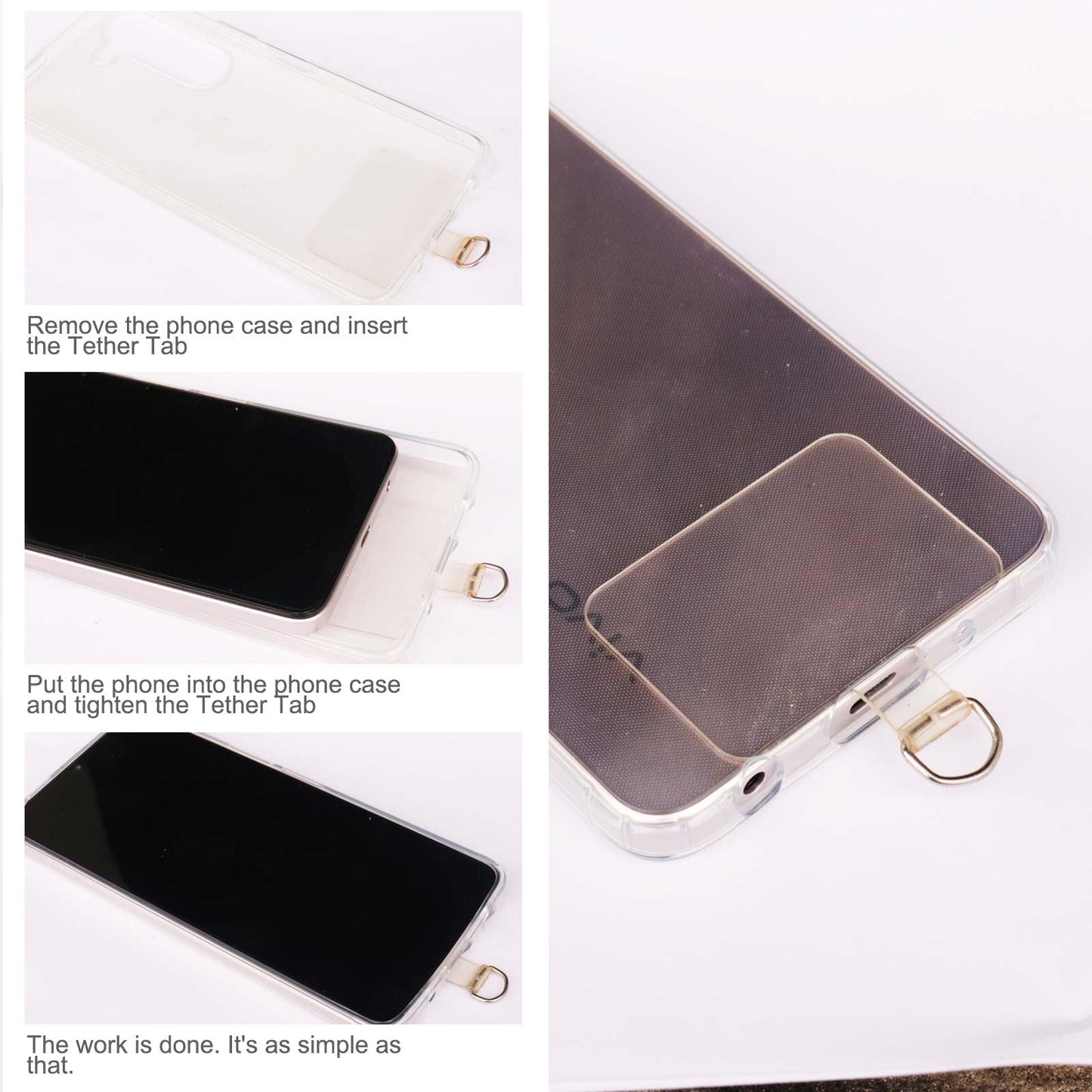 POHFP 10 pack Transparent Phone Tether Tab,Cell Phone Tether Replacement for iPhone Smartphone Case & Other CellPhone Case,No Adhesive,CellPhone Strap