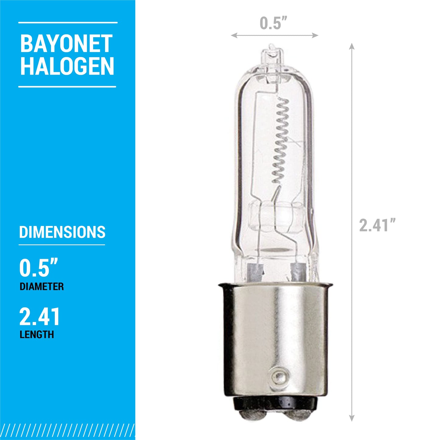 KOR Q150CL/DC Halogen JD Type T4 Bulbs, BA15D DC Bayonet Base, 150W, 120V