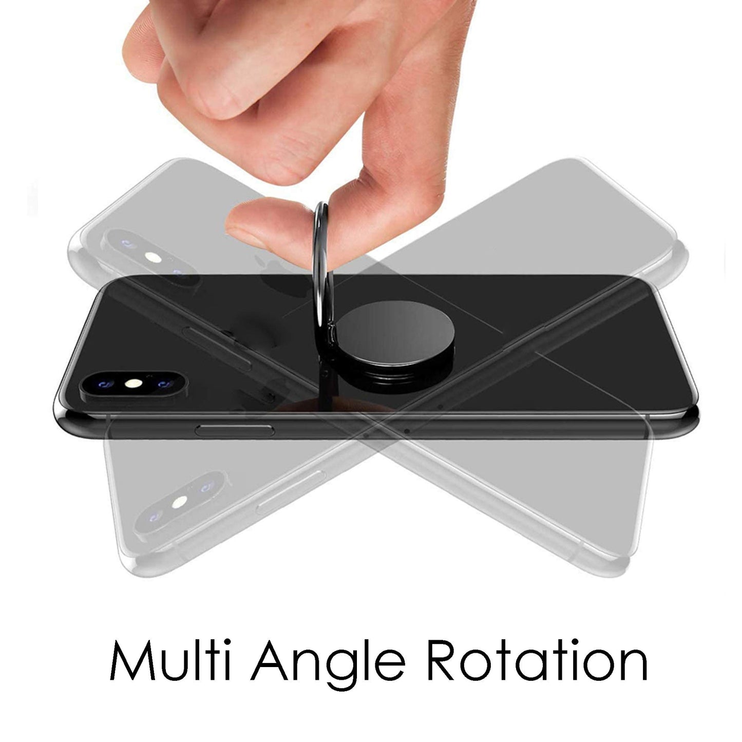 Pokanic Cell Phone Metal Ring Holder Finger Grip Stability Kickstand 360° Rotation Adjustable Collapsible Compatible with Apple iPhone, Samsung