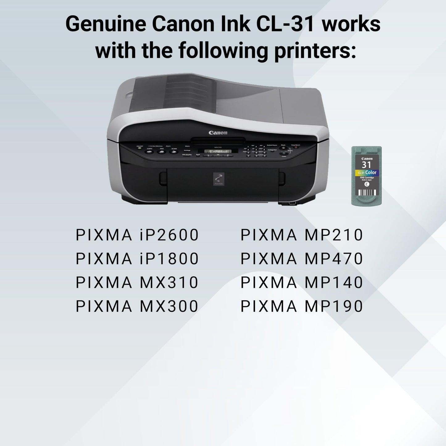 Canon CL-31 Genuine Color Ink Cartridge, Compatible with iP2600/1800, MX310/300/210/MP470/140/190