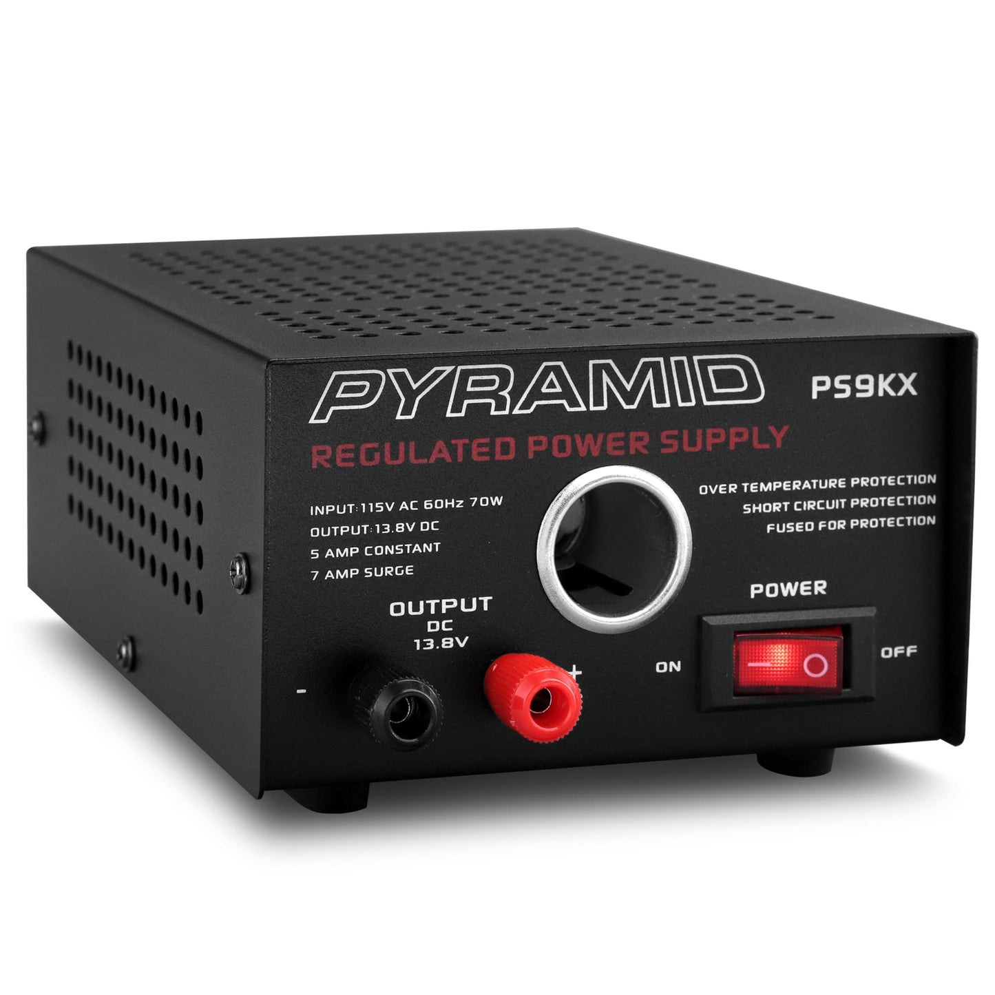 Pyramid PS9KX Universal Compact Bench Power Supply-5 Amp Linear Regulated Home Lab Benchtop Converter w/ 13.8 Volt DC 115V AC 70 Watt Input, Screw…