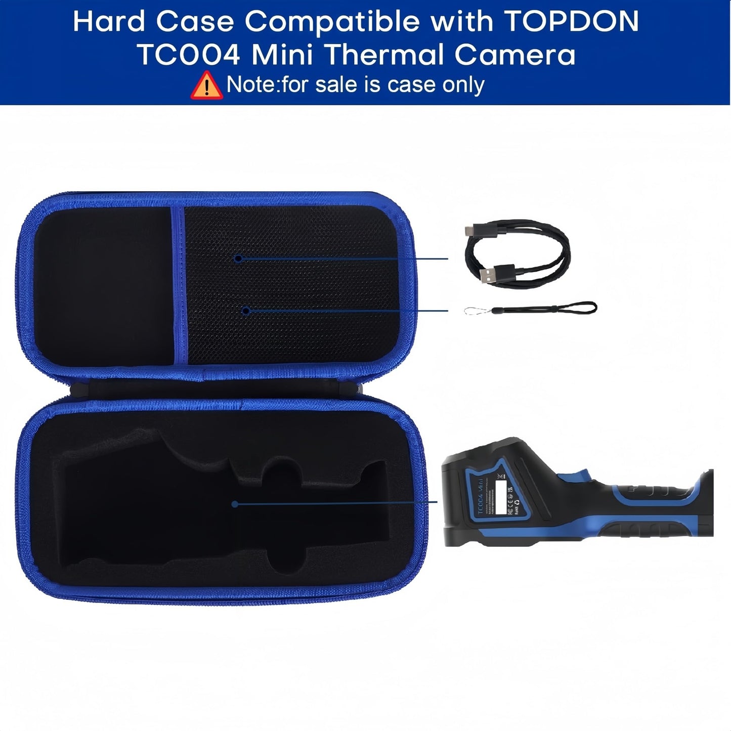 HarborCase Travel Case for TOPDON TC004 Mini Thermal Imaging Camera with Removable Custom Sponge Insert (Only Case) (Black)