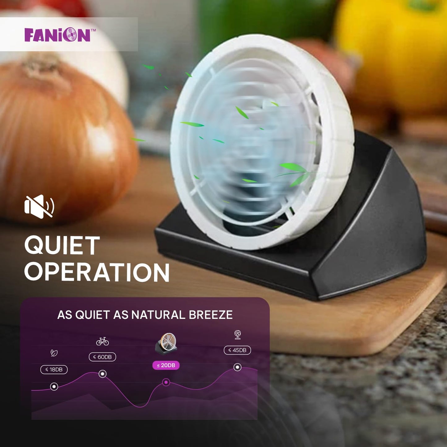 Fanion Cordless Kitchen Prep Fan - Portable Fan for Cutting Onions Without Tears - Cute Onion-Shaped Fanion for Comfortable Cooking & Meal Preparation