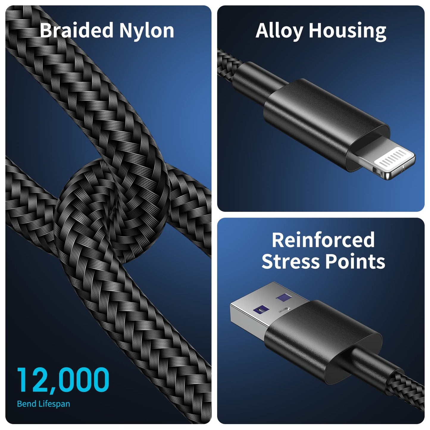 iPhone Charger Cable 3ft Lightning to USB Cables Fast iPhone Charging Cord 5Pack [Apple MFi Certified] Nylon Braided for iPhone 14 Pro Max/iPhone 13…