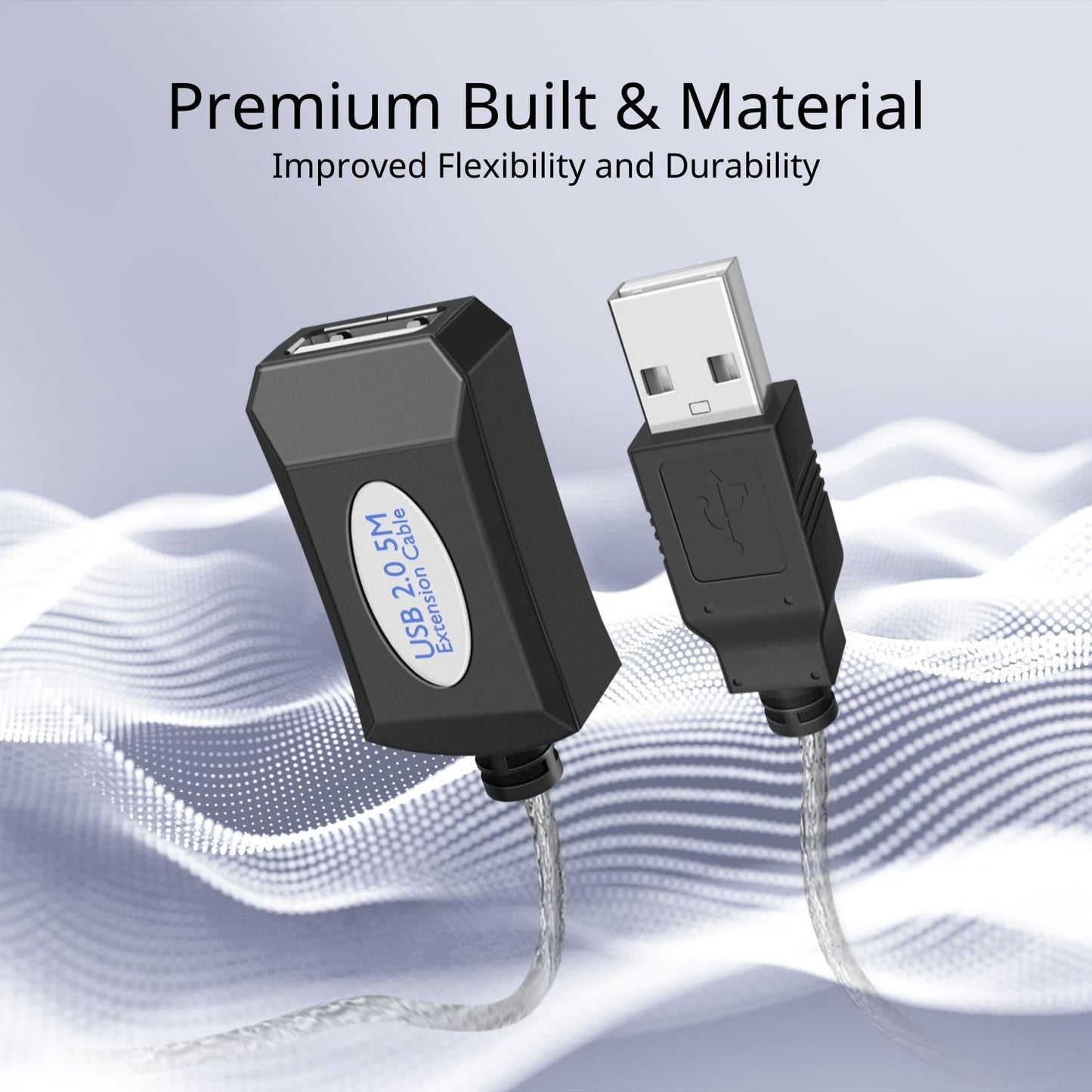 TNP Active USB Extension Extender Cable 15 ft - High Speed USB 2.0 Male to Female Extension Cable - USB A Extender Cord for Hard Drive, Printer