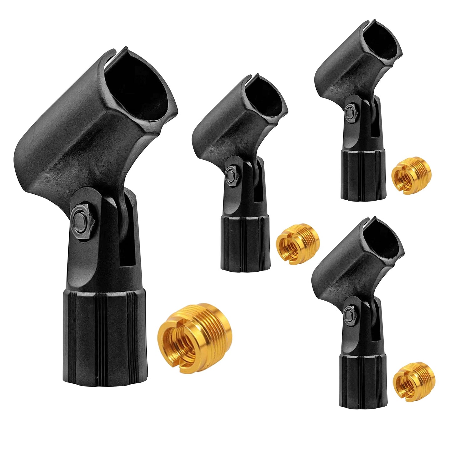 5 Core Pencil Microphone Clip Holder Black Angle Adjustable Slim Condenser Mic Adapter + Universal 5/8" Male to 3/8" Female Adapter 4Pcs - MC 08 4PCS