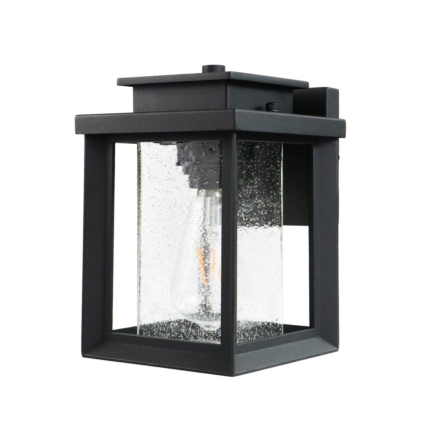 MONKFISH Modern Outdoor Wall Sconce Light - Waterproof Black Fixture with Bubble Glass Shade, Weather Resistant E26 Wall Light for Porch, Garden