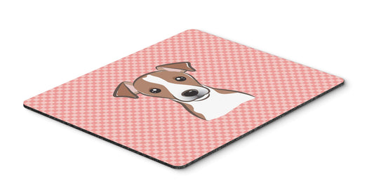 Caroline's Treasures BB1260MP Checkerboard Pink Jack Russell Terrier Mouse Pad, Hot Pad or Trivet for Home Office Gaming Working Computers Laptop