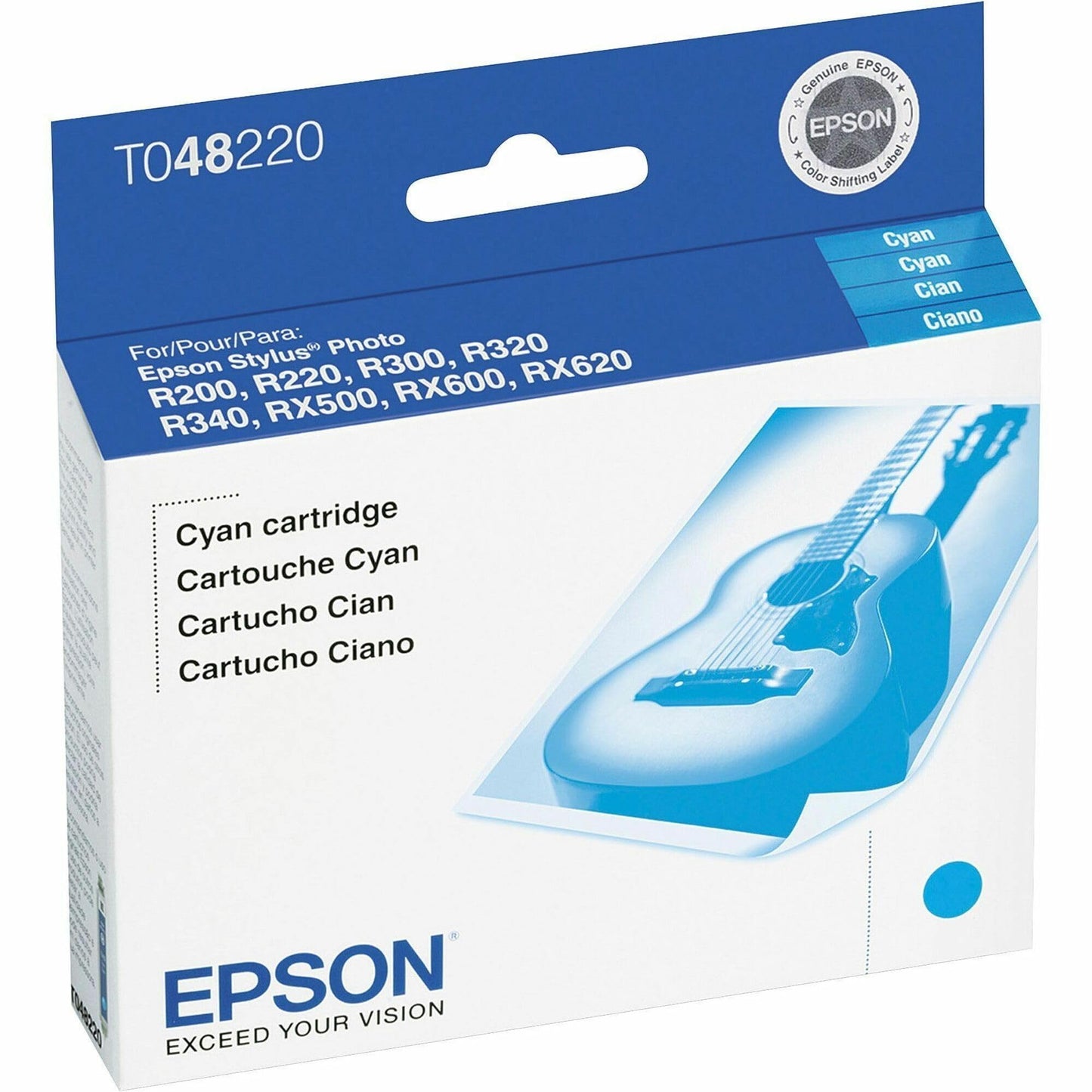 Epson 48 Standard Capacity Cyan Cartridge (T048220-S) Works with Stylus Photo R200, R220, R300, R300M, R340, RX500, RX600, RX620