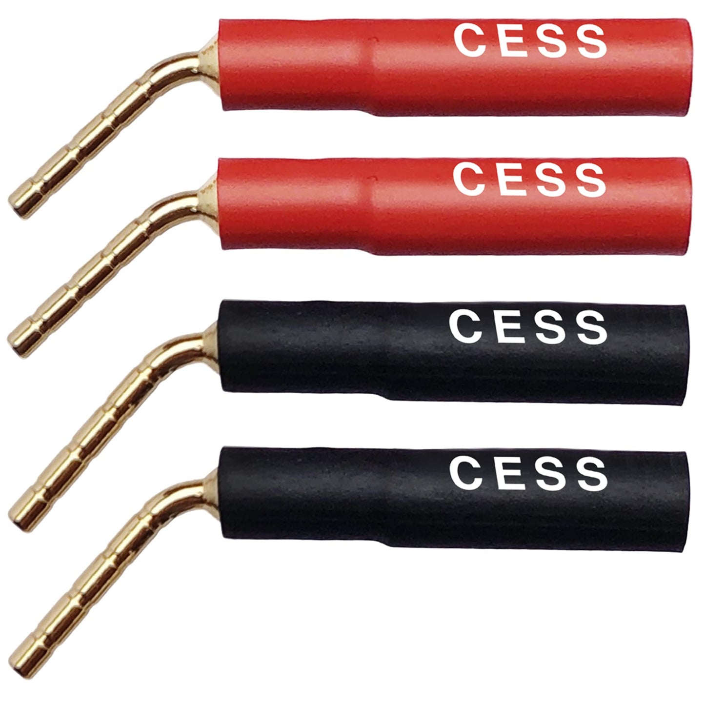 CNCESS 4mm Banana Female Jack to 2mm Bend Pin Banana Plug Adapter, Screw Type Speaker Wire Connector, 4 Pack