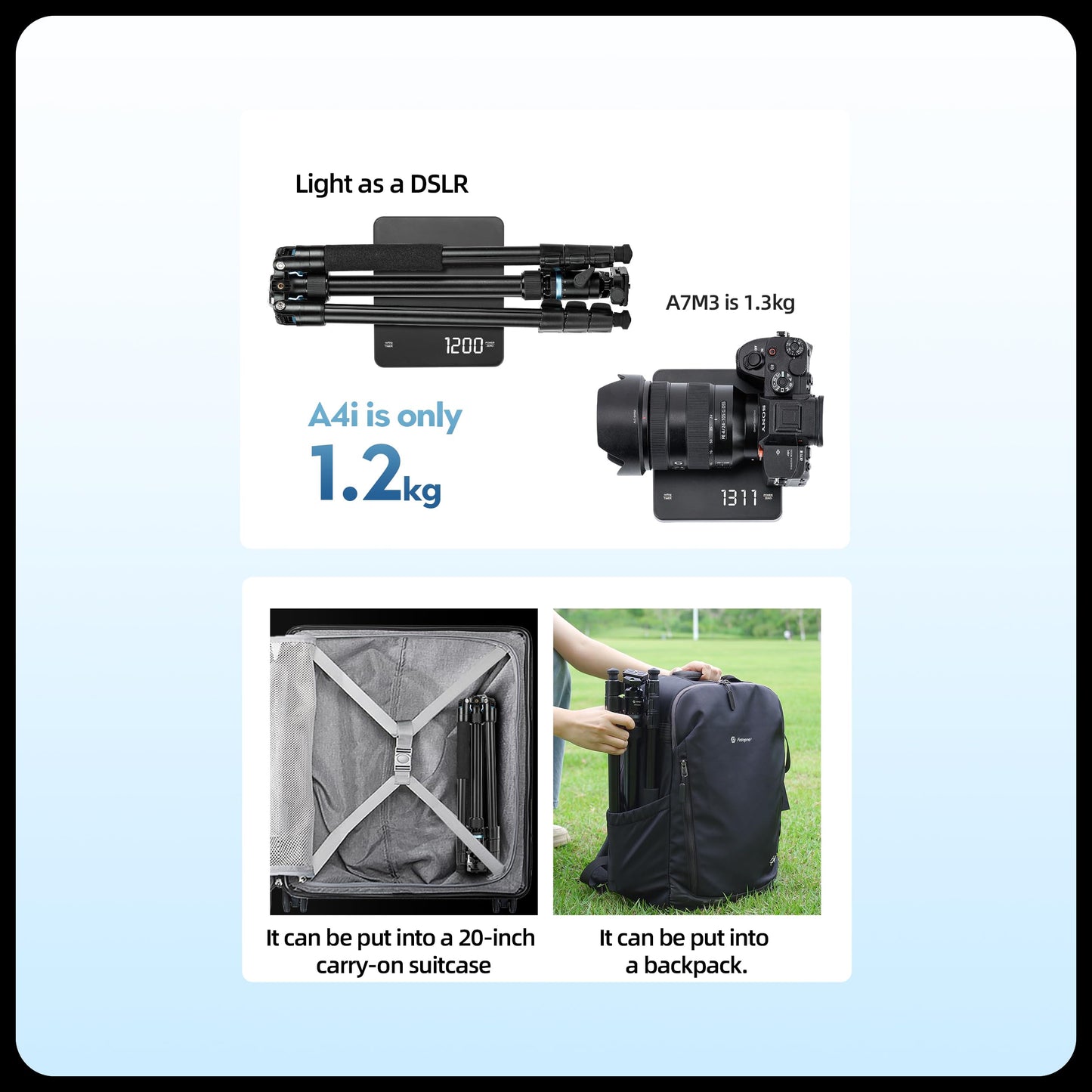 Fotopro 73" Camera Tripod, Aluminum Compact Travel Tripod and Monopod with 360° Ball Head Quick Release Plate, Professional Camera Tripod for DSLR