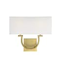 Savoy House 9-998-2-322 Rhodes Modern White Linen Wall Sconce, 2-Light 120 Total Watts, 12" H x 14" W, Warm Brass
