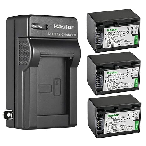 Kastar 3-Pack Battery and AC Wall Charger Replacement for Sony HDR-CX130, HDR-CX150, HDR-CX155, HDR-CX160, HDR-CX180, HDR-CX190, HDR-CX200, HDR-CX210