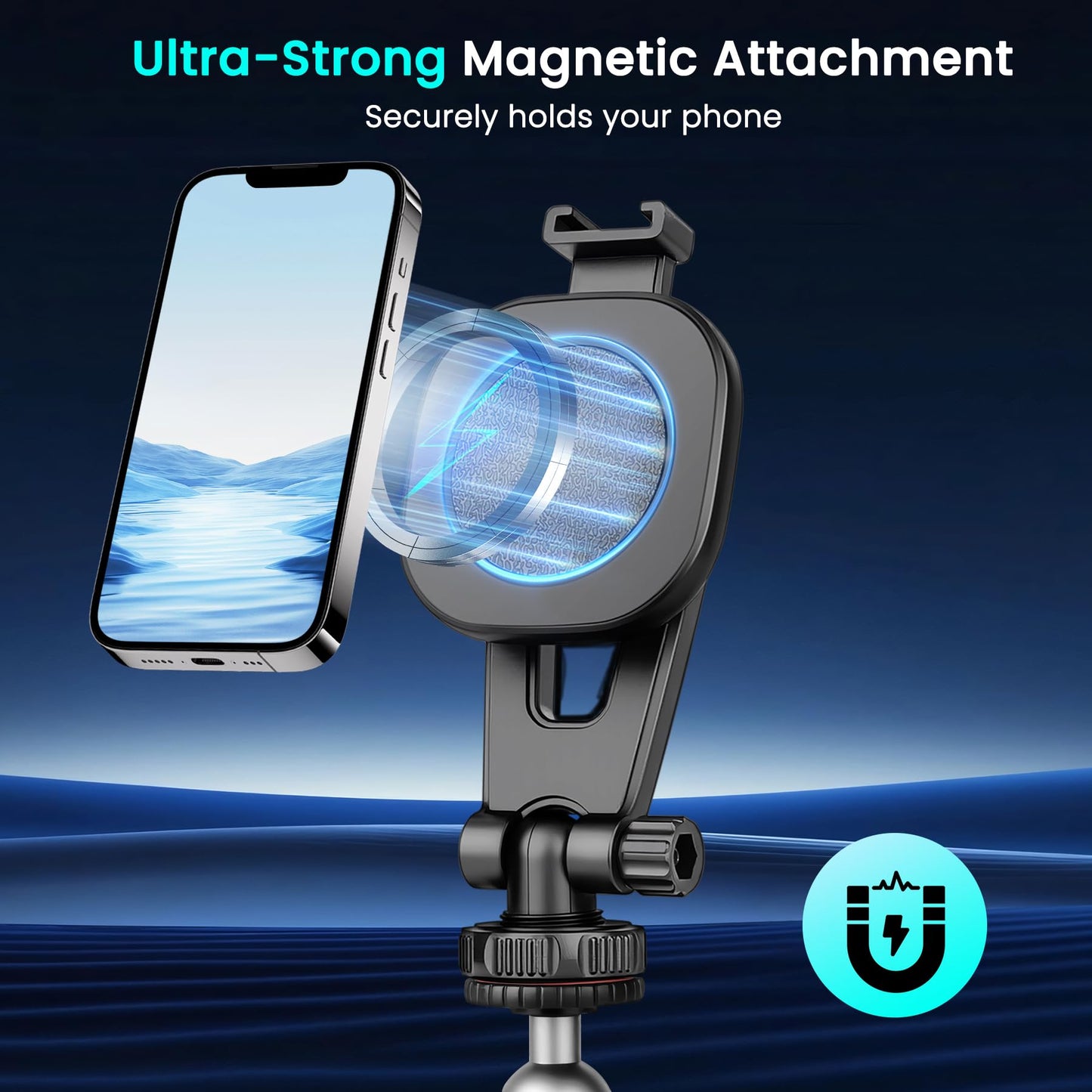 Victiv Magnetic Phone Tripod Mount with Cold Shoe, Adjustable iPhone Tripod Holder Adapter with 1/4” Screw, Camera Phone Mount for iPhone, Camera
