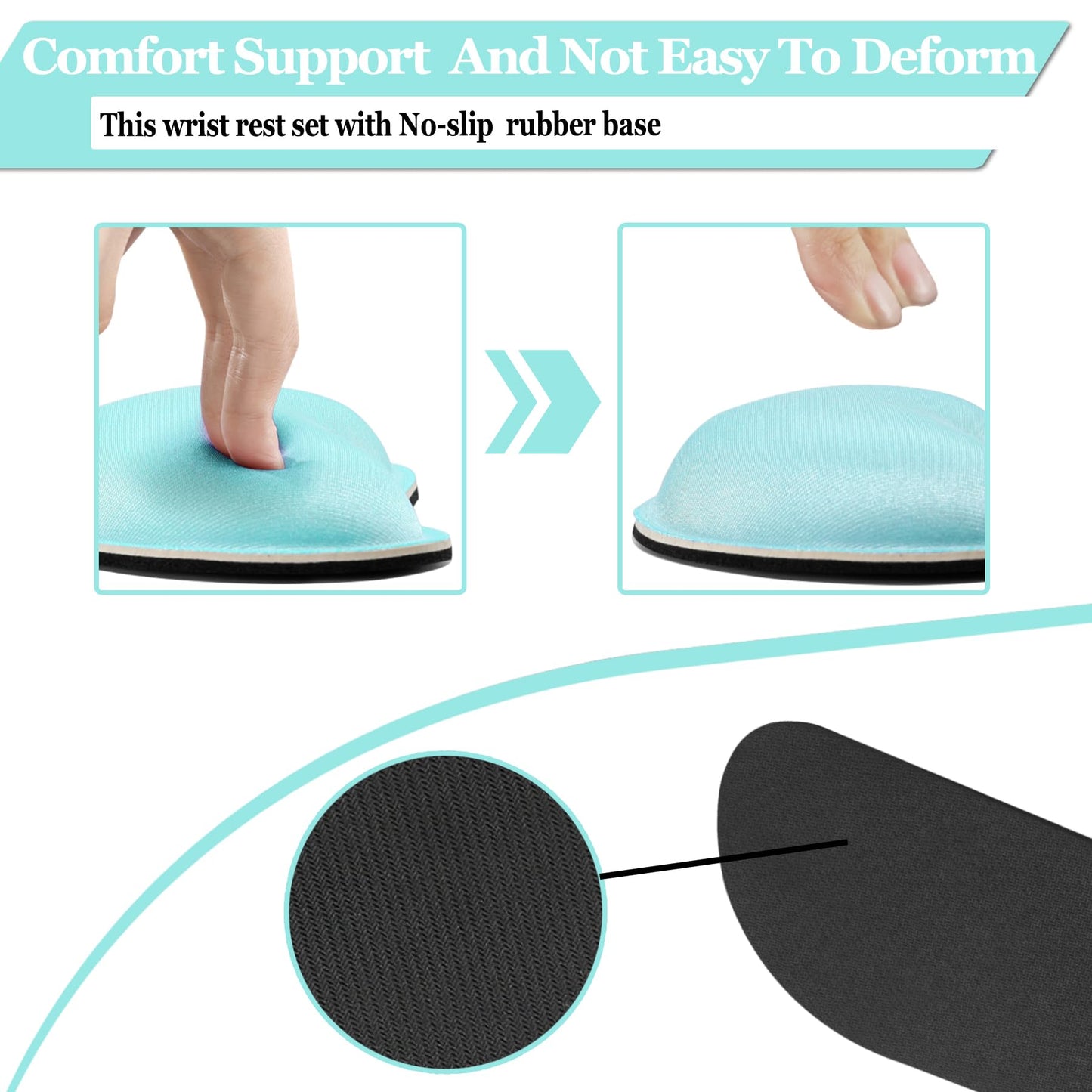 BamLue Upgrade Silky and Superfine Fabric Keyboard Wrist Rest, Gel Mouse Wrist Pillow Pad Set for Easy Typing & Pain Relief for Laptop, Office & Home