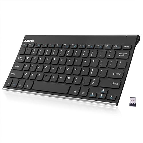 Arteck 2.4G Wireless Keyboard Stainless Steel Ultra Slim Keyboard for Computer/Desktop/PC/Laptop/Surface/Smart TV and Windows 11/10 / 8/7 / Vista/XP