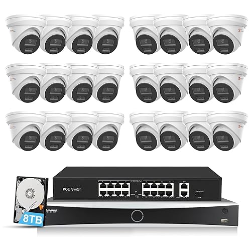 Anpviz 32 Channel 12MP NVR PoE Security Camera System, 32CH H.265+ NVR with 8TB HDD and 16 Ports PoE Switch, 24pcs 4K 8MP IP Wired Cameras with Smart