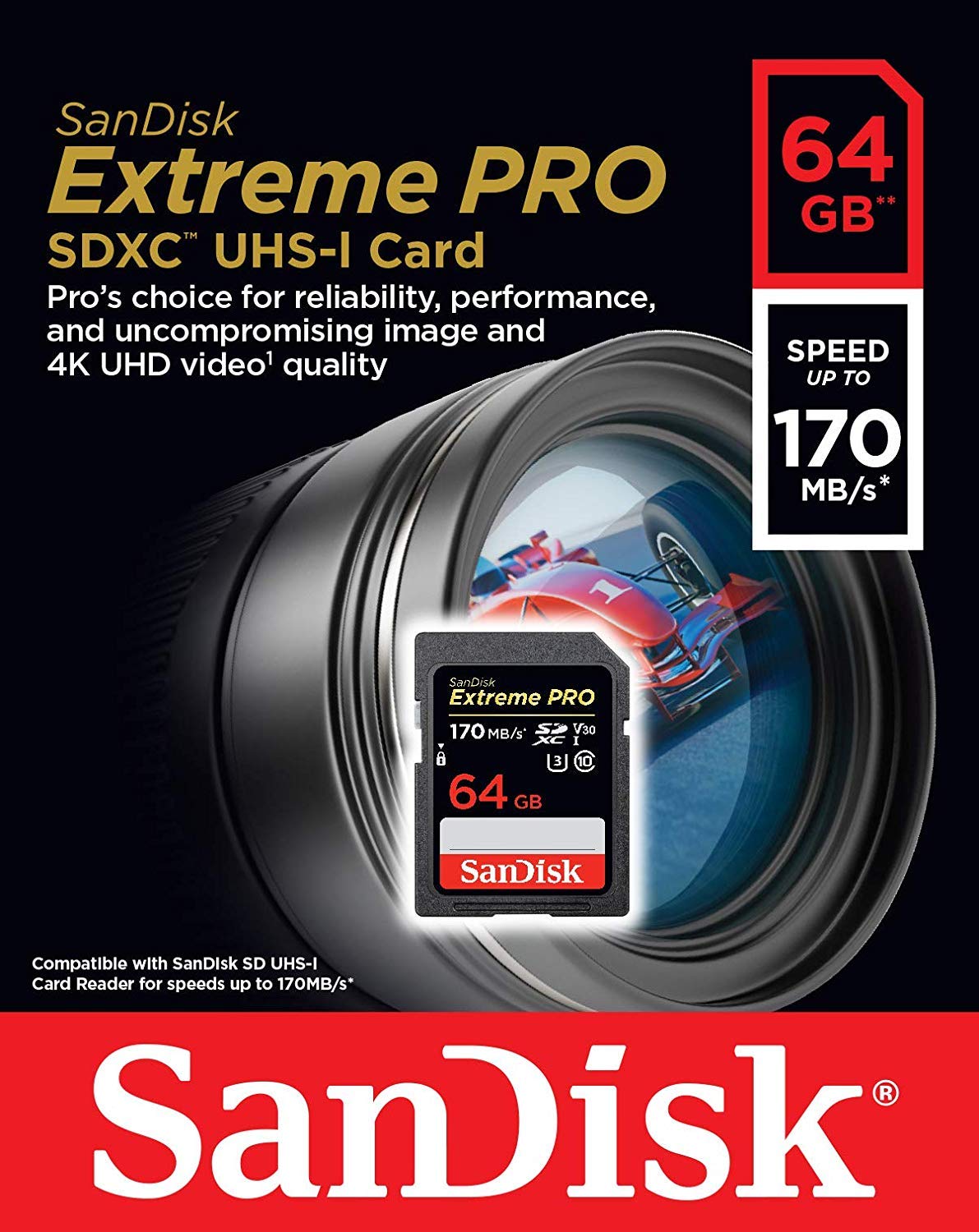 SanDisk 64GB Extreme Pro SDXC UHS-I Card Works with Canon Mirrorless Camera EOS R7, EOS R10 (SDSDXXY-064G-GN4IN) Class 10 U3 Bundle with 1 Everything