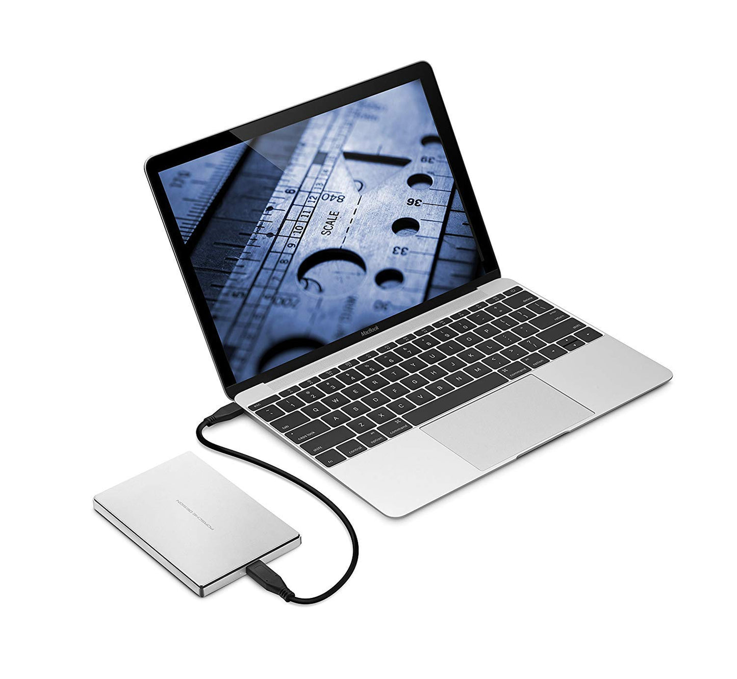 LaCie Porsche Design 2TB USB-C Mobile Hard Drive, Silver + 2mo Adobe CC Photography (STFD2000400)