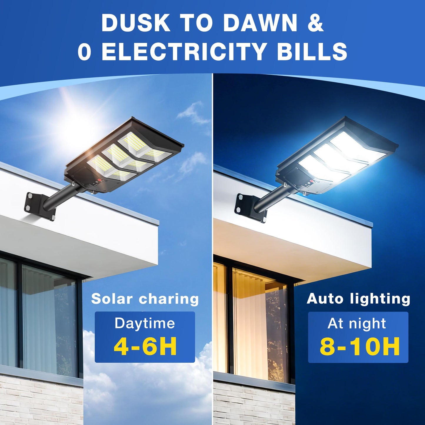 OKPRO 6000W Solar Lights Outdoor, 6500K Solar Street Light IP66 Waterproof, Solar Security Flood Lights Motion Sensor with Remote Control for Yard
