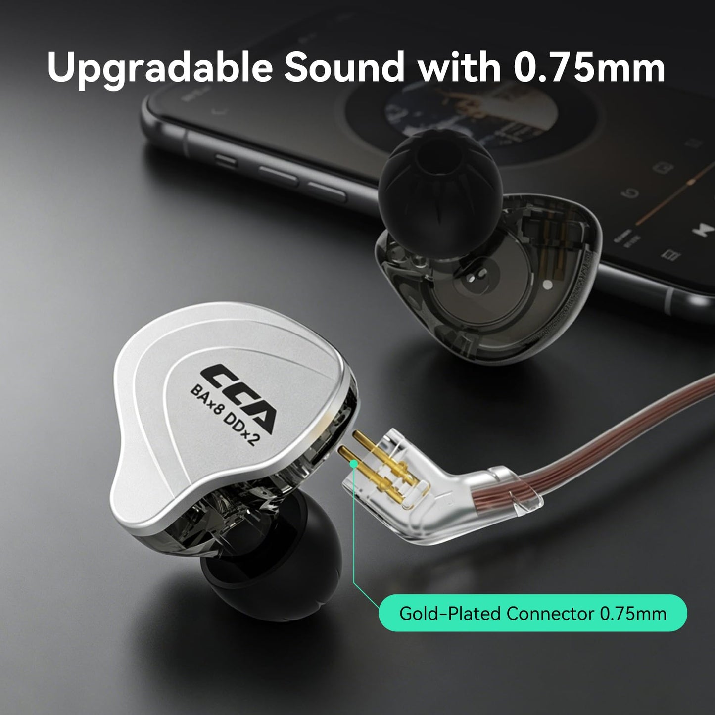 CCA C10 Five Drivers Hybrid in Ear Monitors in Each Side?HiFi 4BA 1DD High Resolution Earphones/Earbuds with 3.5mm Gold Plated Plug Detachable Cable