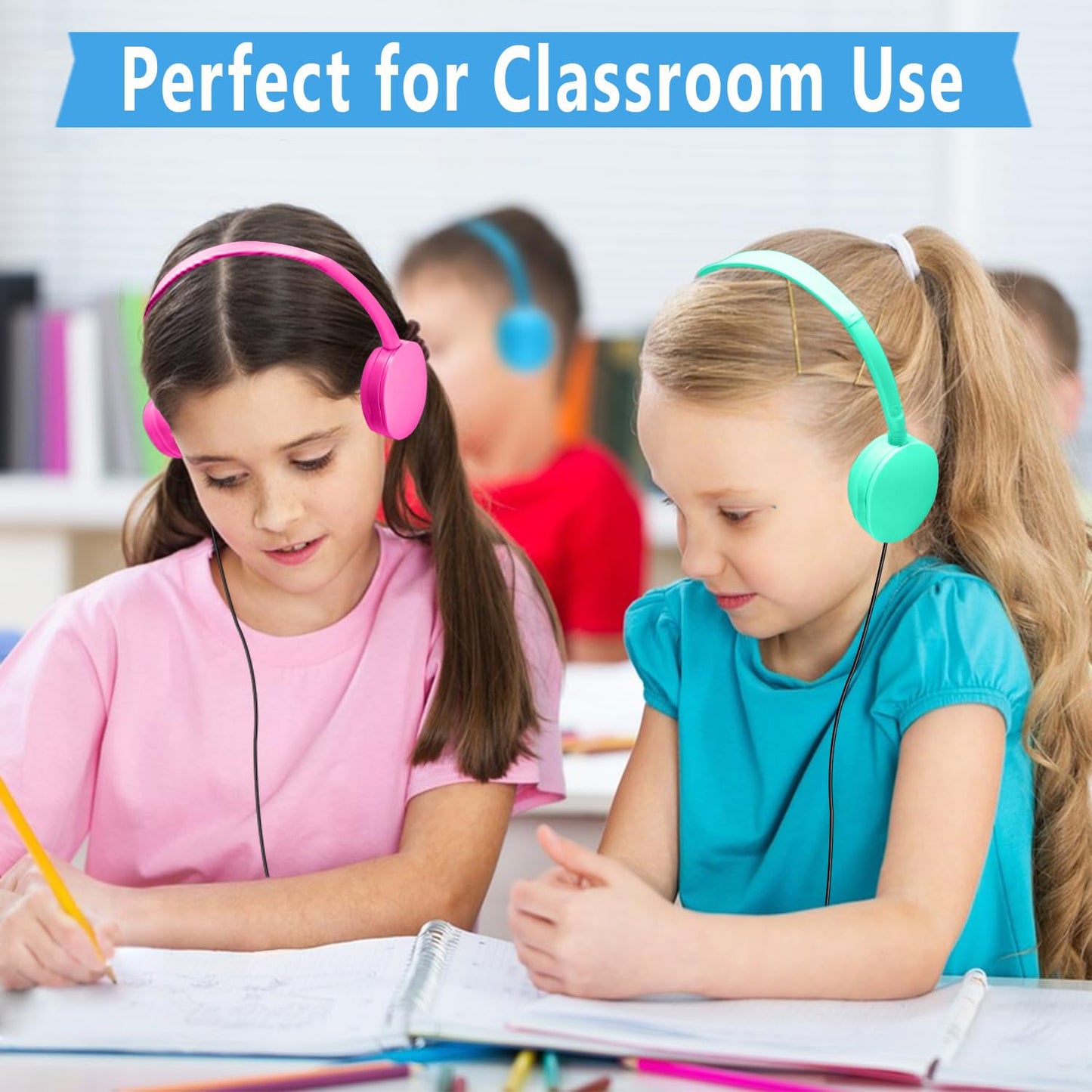 Ladont 50 Pack Bulk Headphones for Classroom School Kids, Durable Wholesale Kids Headphones for Student Boys Girls Adults,3.5mm Jack for Computer…