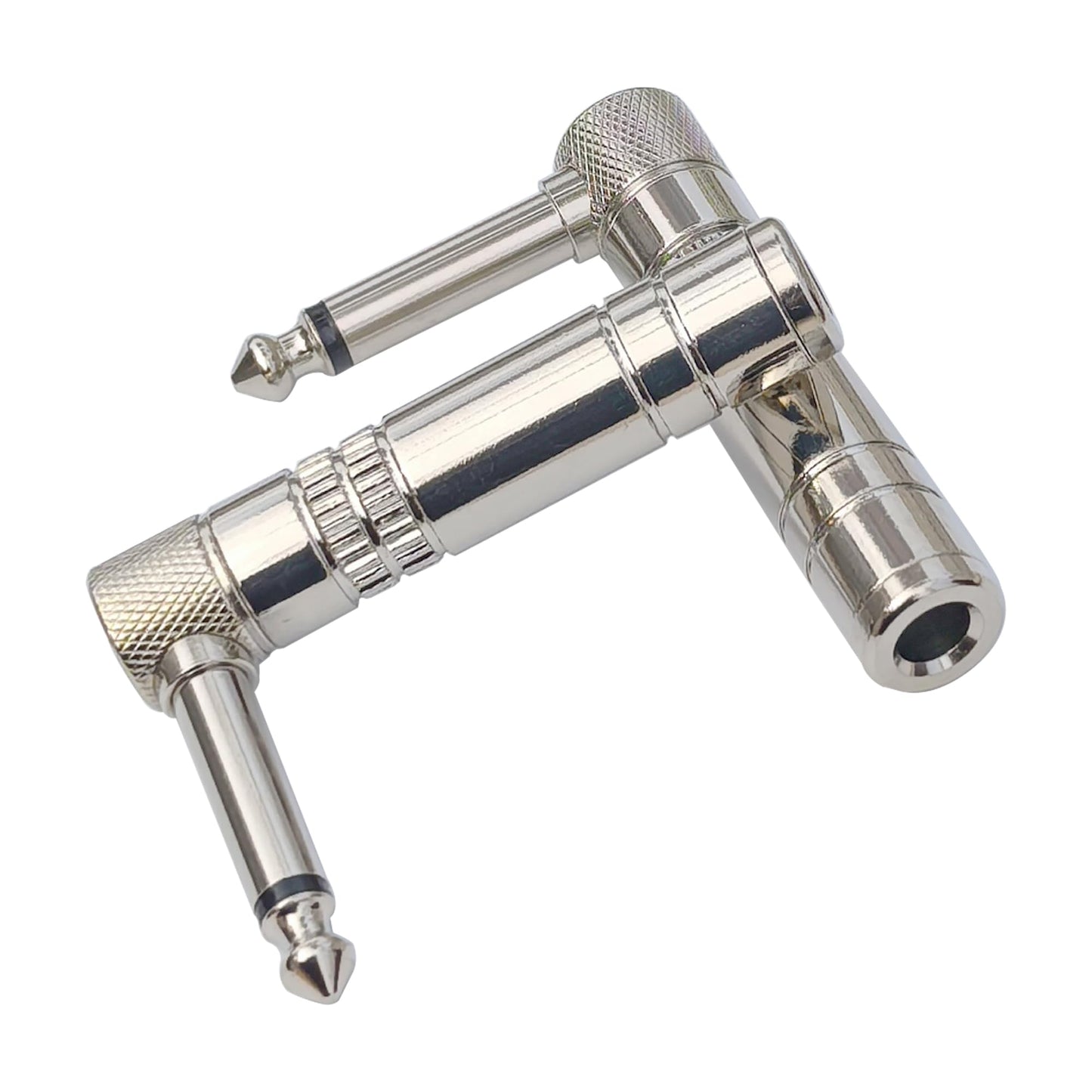 WJSTN Right Angle 1/4 TS Adapter, 6.35mm Male to Female Mono Audio Jack, 2 Pack (TS Male to TS Female)