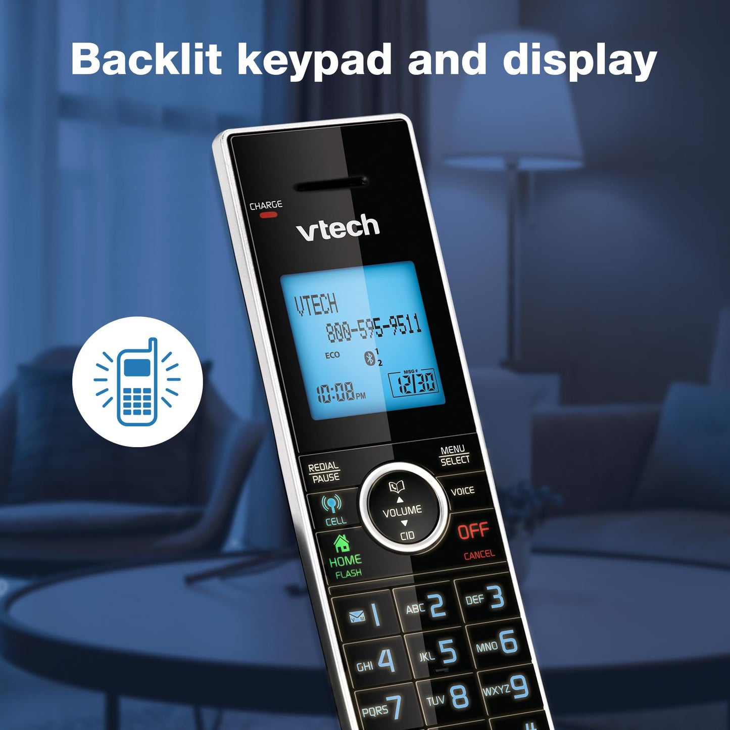 VTech DS6771-3 Connect to Cell, Cordless Phone with Answering Machine, DECT 6.0 Headset+2 Handset Intercom, Bluetooth, Caller ID/Call Waiting