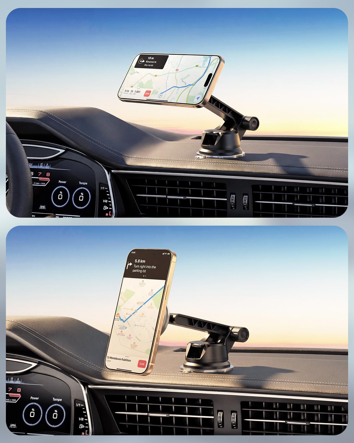 WixGear for MagSafe Car Mount - 78+LBs Dashboard Phone Holder - Dashboard Long Handle Adjustable Magnetic Cell Stand for iPhone 17 16 15 14 13 12 Pro