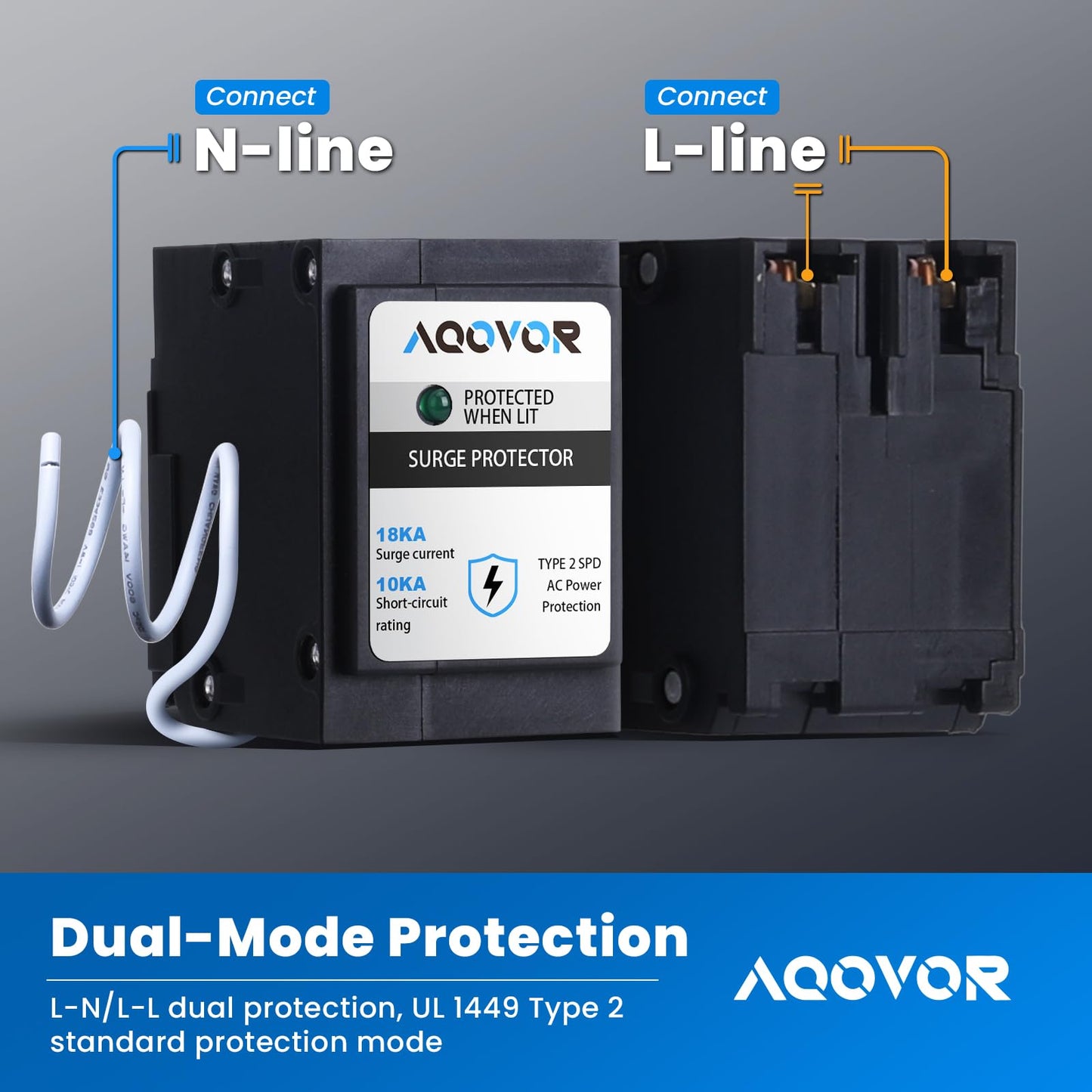 Type BR Whole-Panel Circuit Breaker Surge Protector Breaker - Type 2 SPD, Whole House Surge Protection, 120/240v Ac, 18kA Surge Protection Per Phase